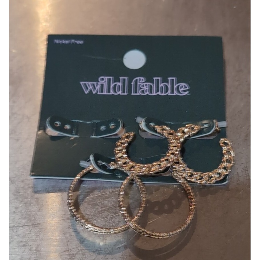 Wild Fable Gold Hoop earrings 2 pairs NEW